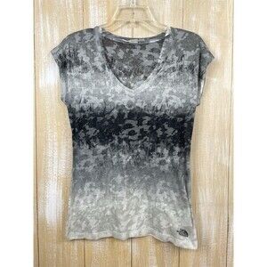 The North Face Women’s Medium Gray T-shirt Top Tie Dye Fitted Semi Sheer V-neck